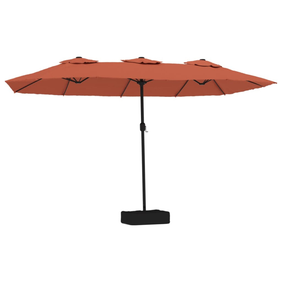 Vidaxl (Terracotta) Double-Head Parasol Garden Umbrella With Leds Sun Umbrella Anthracite