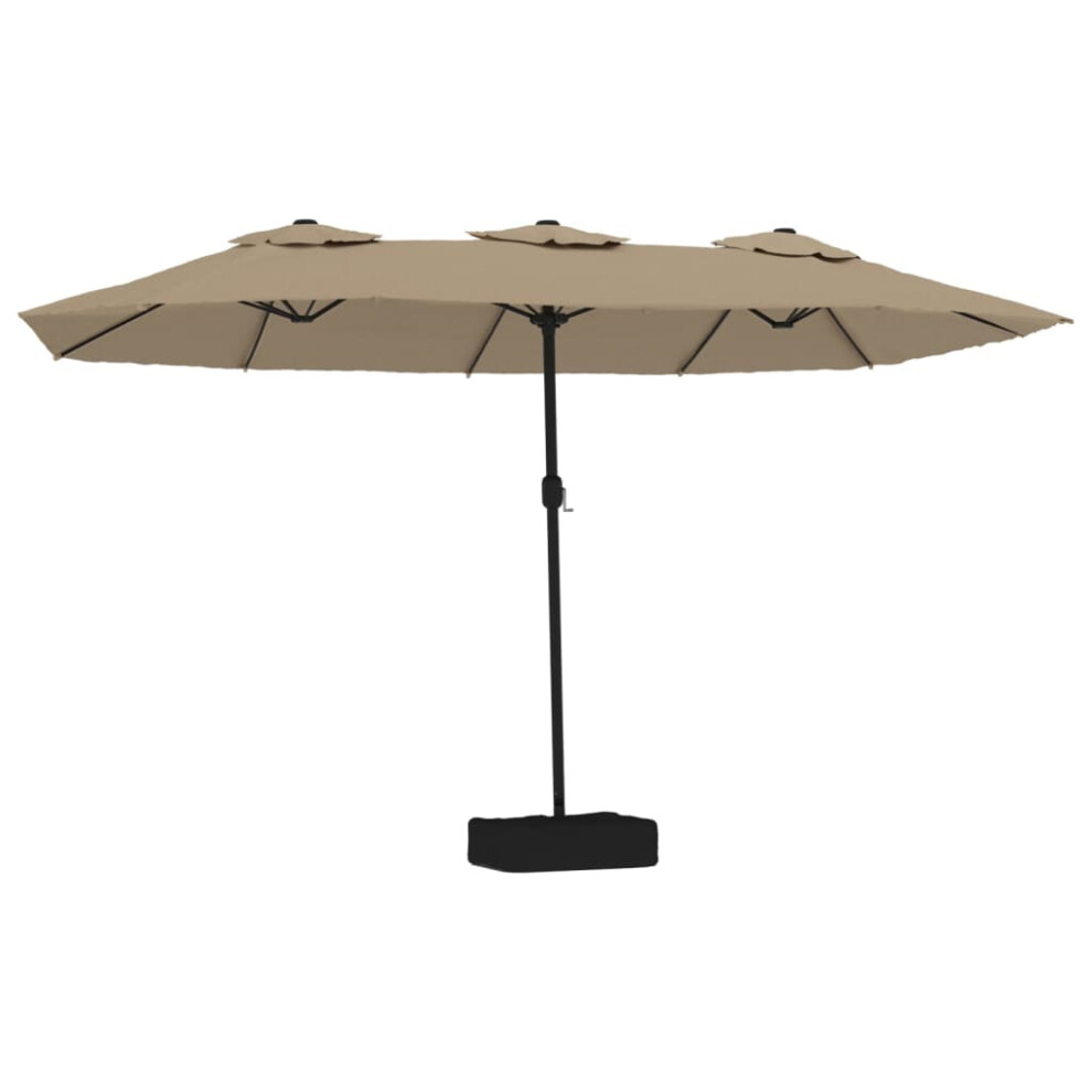 Vidaxl (Taupe) Double-Head Parasol Garden Umbrella With Leds Sun Umbrella Anthracite