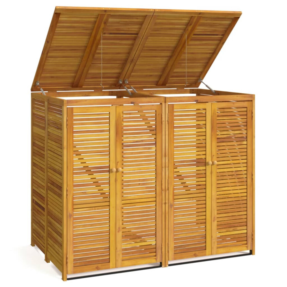 (2 bins) vidaXL Triple Garbage Bin Shed Wheelie Bin Shed Hideaway Solid Wood Acacia