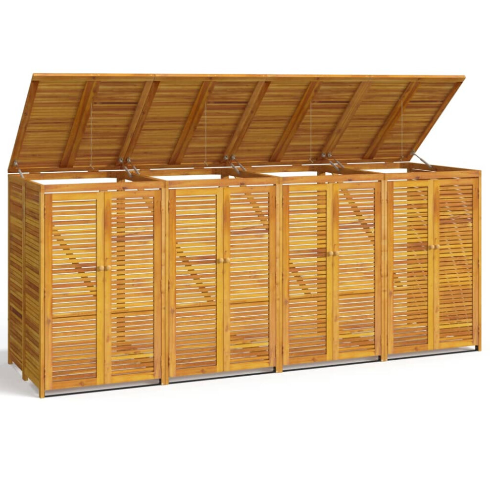 (4 bins) vidaXL Triple Garbage Bin Shed Wheelie Bin Shed Hideaway Solid Wood Acacia