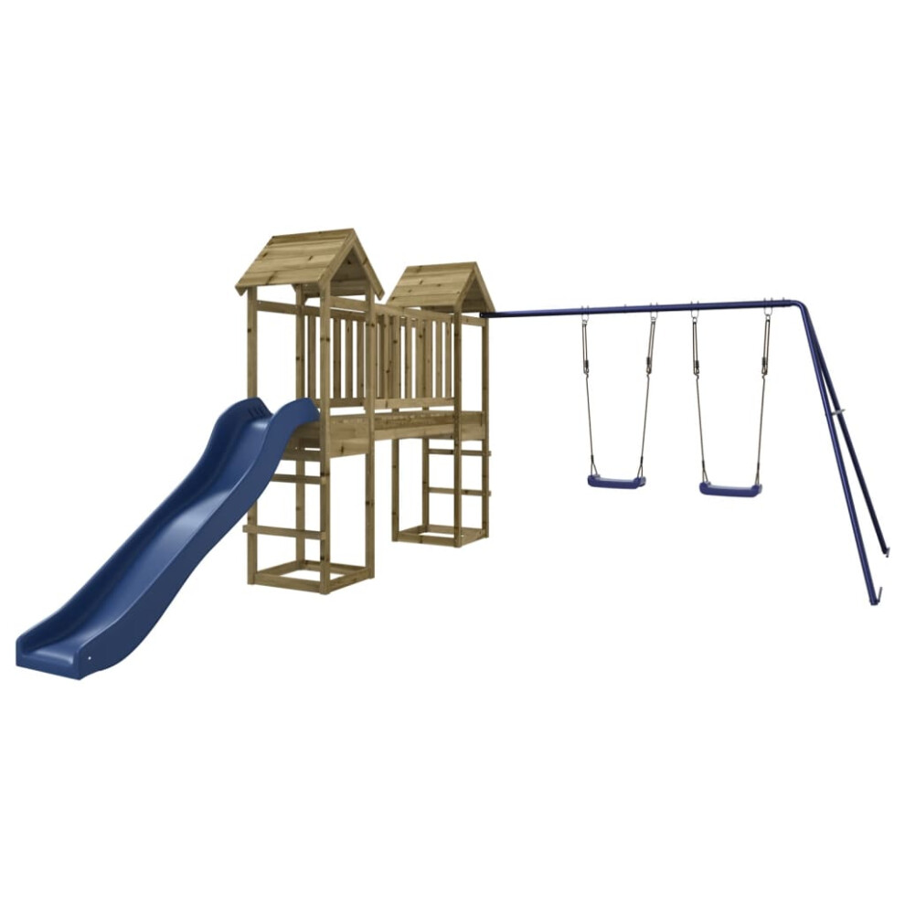 (Solid impregnated pinewood) vidaXL Outdoor Playset Wooden Playground Set Kids Swing Set Solid Wood Douglas