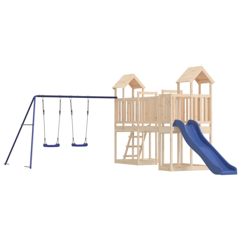 (Solid pinewood) vidaXL Outdoor Playset Wooden Playground Set Swing Set Impregnated Wood Pine