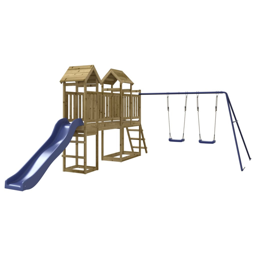 (Solid impregnated pinewood) vidaXL Outdoor Playset Wooden Playground Set Kids Swing Set Solid Wood Douglas