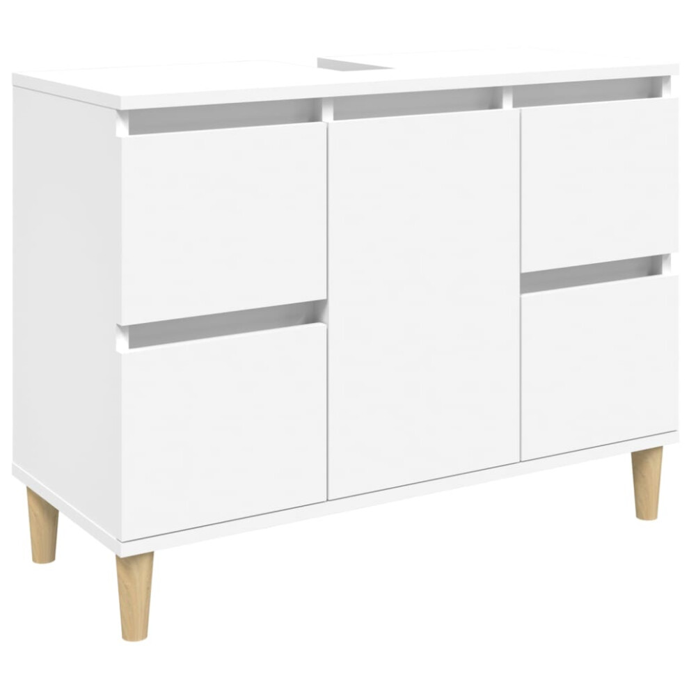 Vidaxl (White) Sink Cabinet Vanity Unit Under Sink Cabinet Sonoma Oak Engineered Wood
