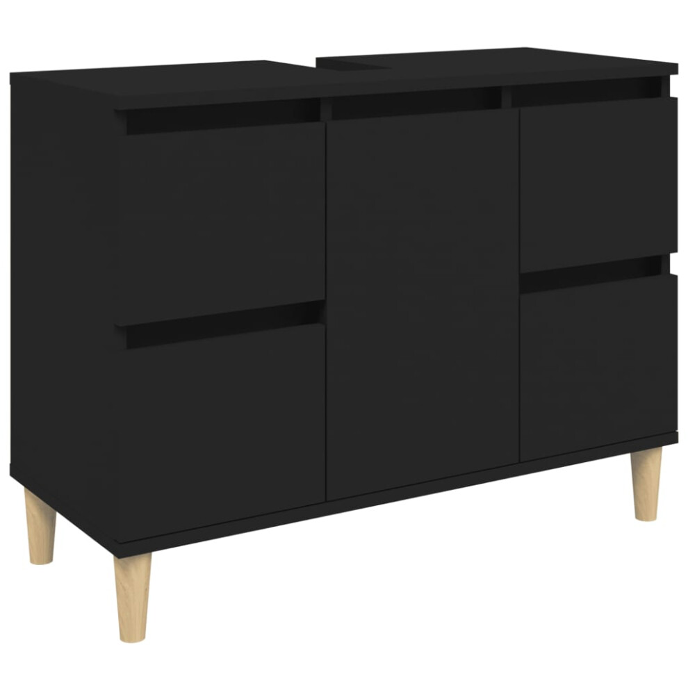 (black) vidaXL Sink Cabinet Vanity Unit Under Sink Cabinet Sonoma Oak Engineered Wood