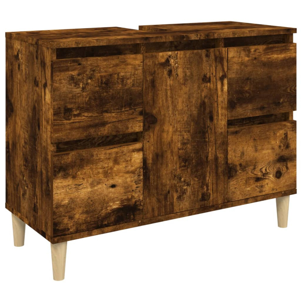 (smoked oak) vidaXL Sink Cabinet Vanity Unit Under Sink Cabinet Sonoma Oak Engineered Wood