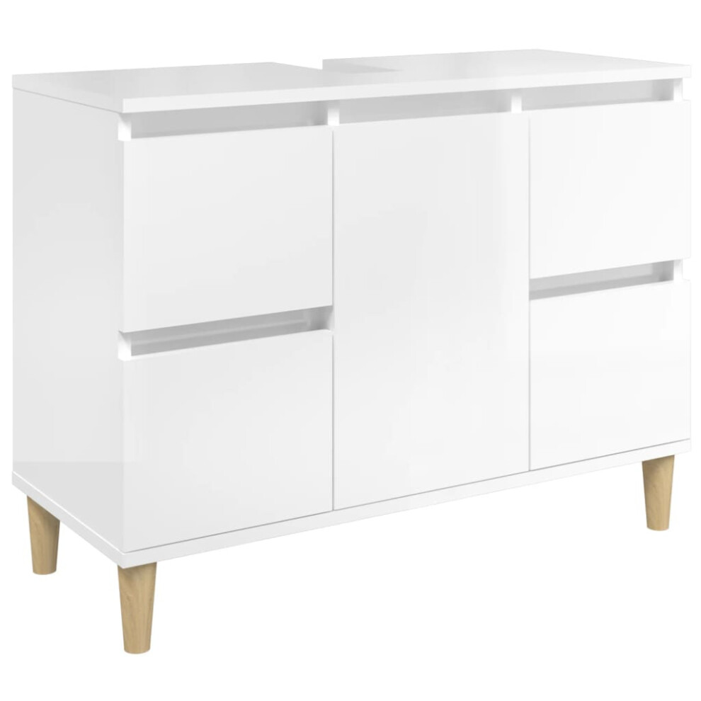 (high gloss white) vidaXL Sink Cabinet Vanity Unit Under Sink Cabinet Sonoma Oak Engineered Wood