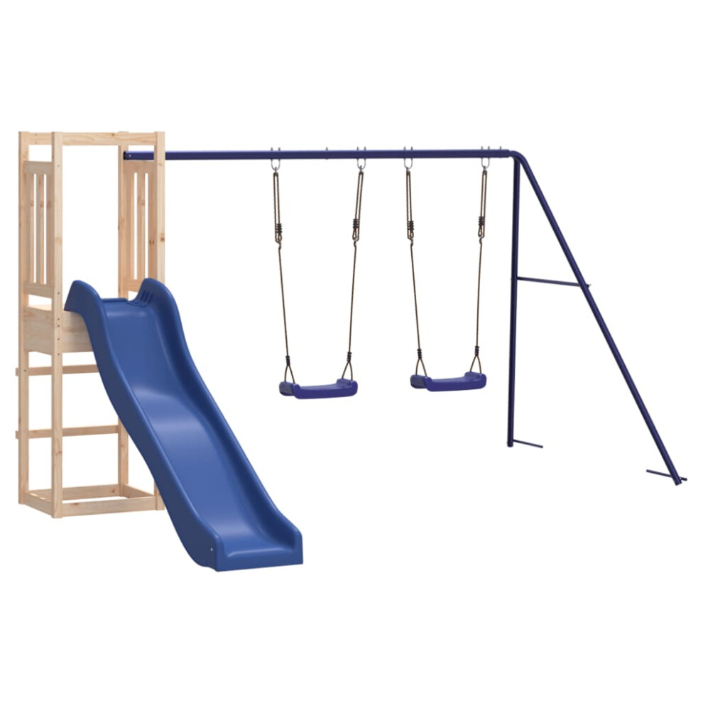 (Solid pinewood) vidaXL Outdoor Playset Wooden Playground Set Swing Set Impregnated Wood Pine