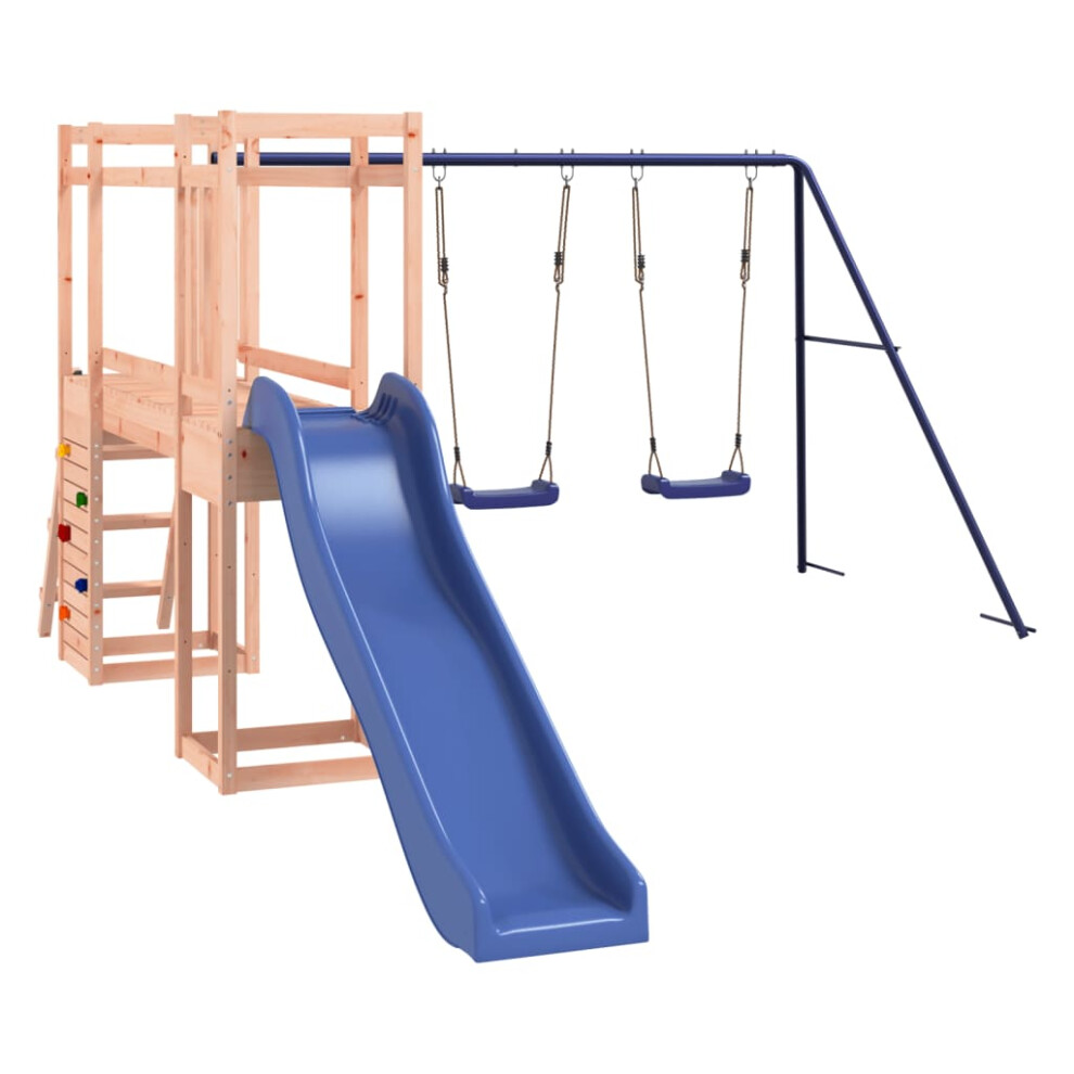 (Solid douglas wood) vidaXL Playhouse Climbing Frame with Slide Ladder Swings Kids Solid Wood Pine