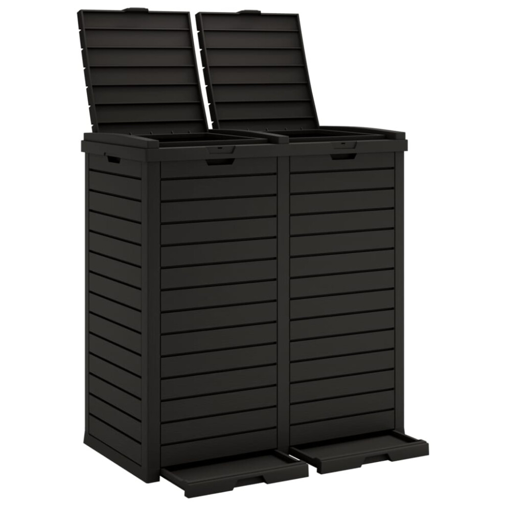 Vidaxl (Black) Outdoor Garbage Bin Patio Trash Can Trash Bin Garbage Can Polypropylene Black