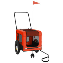 (orange, 120 x 54.5 x 53 cm) vidaXL Pet Bike Trailer Dog Carrier Orange and Black Oxford Fabric and Iron
