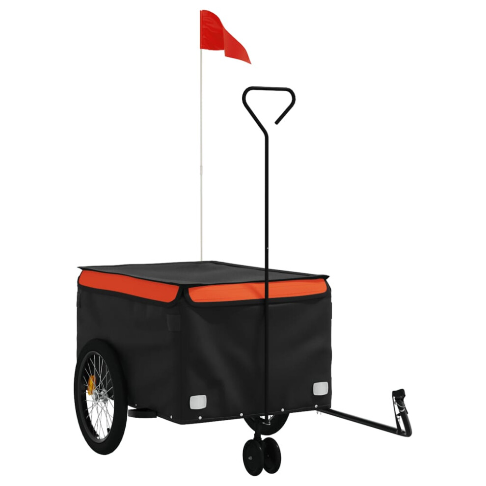 Vidaxl (, 137 X 68 X 59 Cm) Bike Cargo Trailer Bike Carriage Bicycle Wagon Trailer With Flag Iron Orange