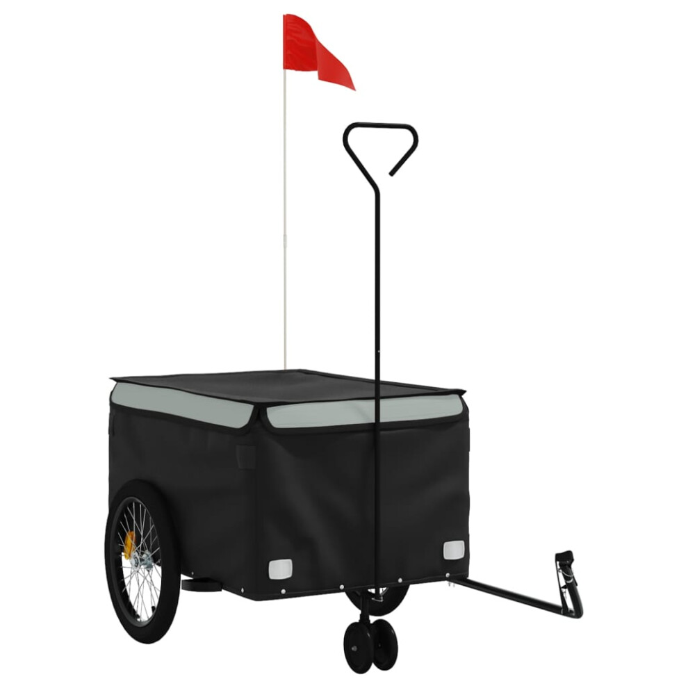 Vidaxl (, 137 X 68 X 59 Cm) Bike Cargo Trailer Bike Carriage Bicycle Wagon Trailer With Flag Iron Grey