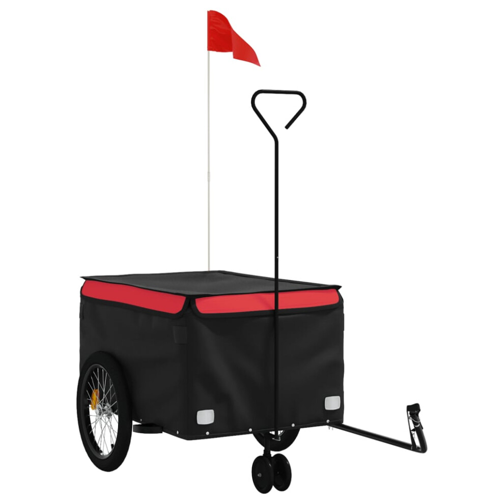 (red, 137 x 68 x 59 cm) vidaXL Bike Cargo Trailer Bike Carriage Bicycle Wagon Trailer with Flag Iron