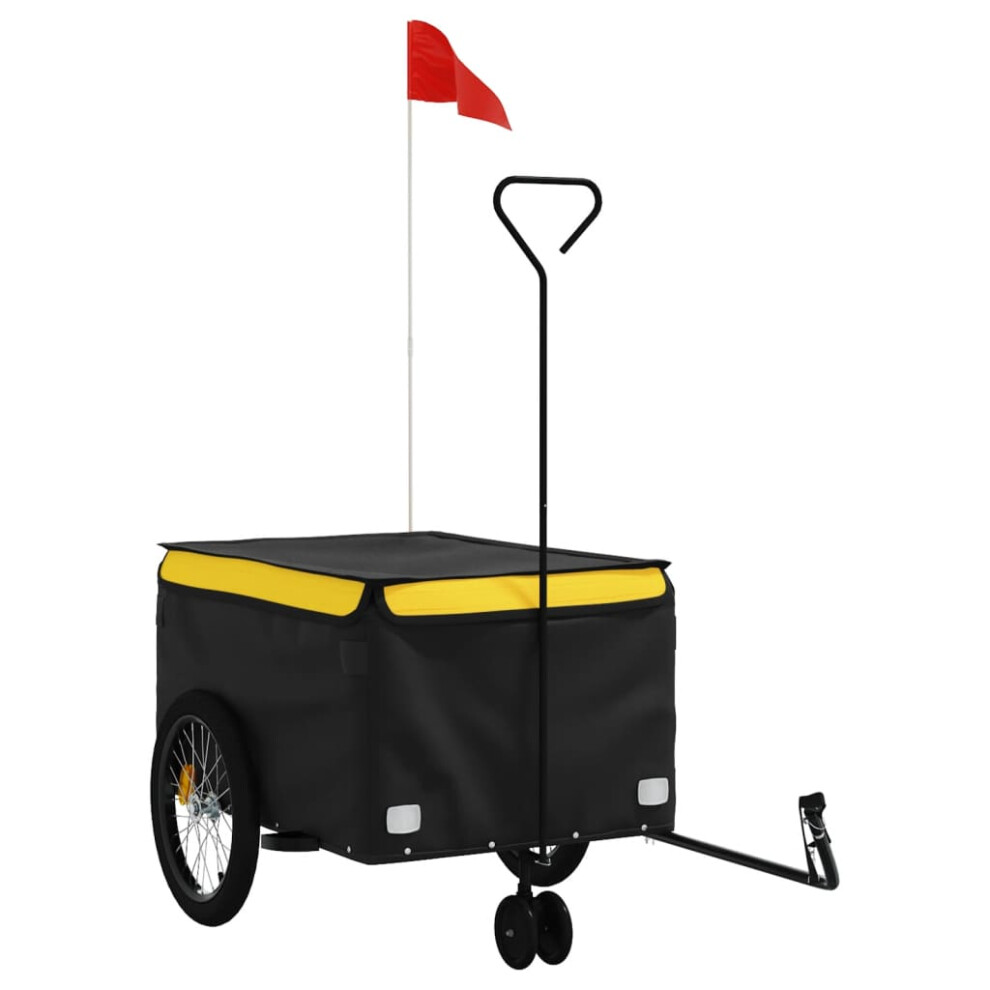 (yellow, 137 x 68 x 59 cm) vidaXL Bike Cargo Trailer Bike Carriage Bicycle Wagon Trailer with Flag Iron