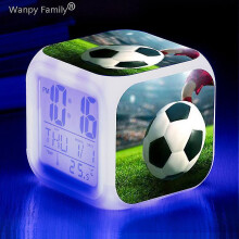 Football 7color Changing Football Alarm Clock Kids Bedroom Multifunction Led Digital Clocks For
