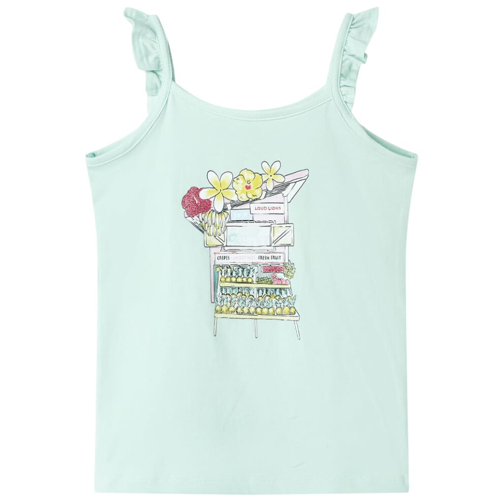 (104) Kids' Tank Top Children Sleeveless Camisole Undershirt Vest Top Light Mint