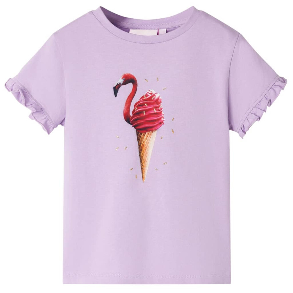 (lilac) Kids' T-shirt Short Sleeves Children's T Shirt Tee Flamingo Ice Cream Print