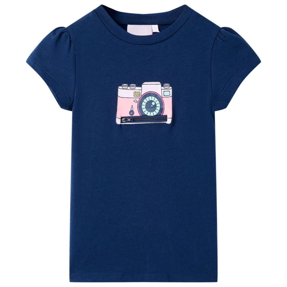 (navy, 128) Kids' T-shirt Short Sleeves Tee Children T Shirt Toddler Top Dark Pink 140