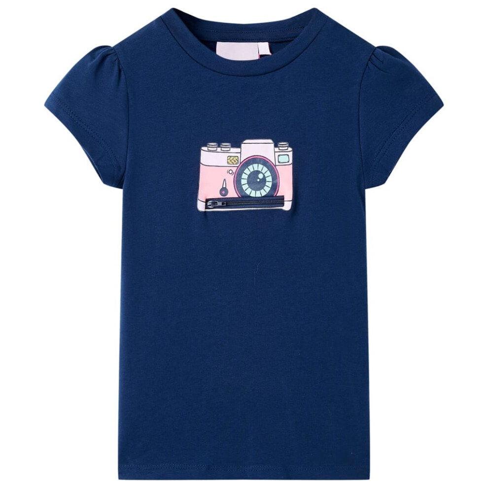 Vidaxl (Navy, 116) Kids' T-Shirt Short Sleeves Tee Children T Shirt Toddler Top Dark Pink 140 Blue,Pink