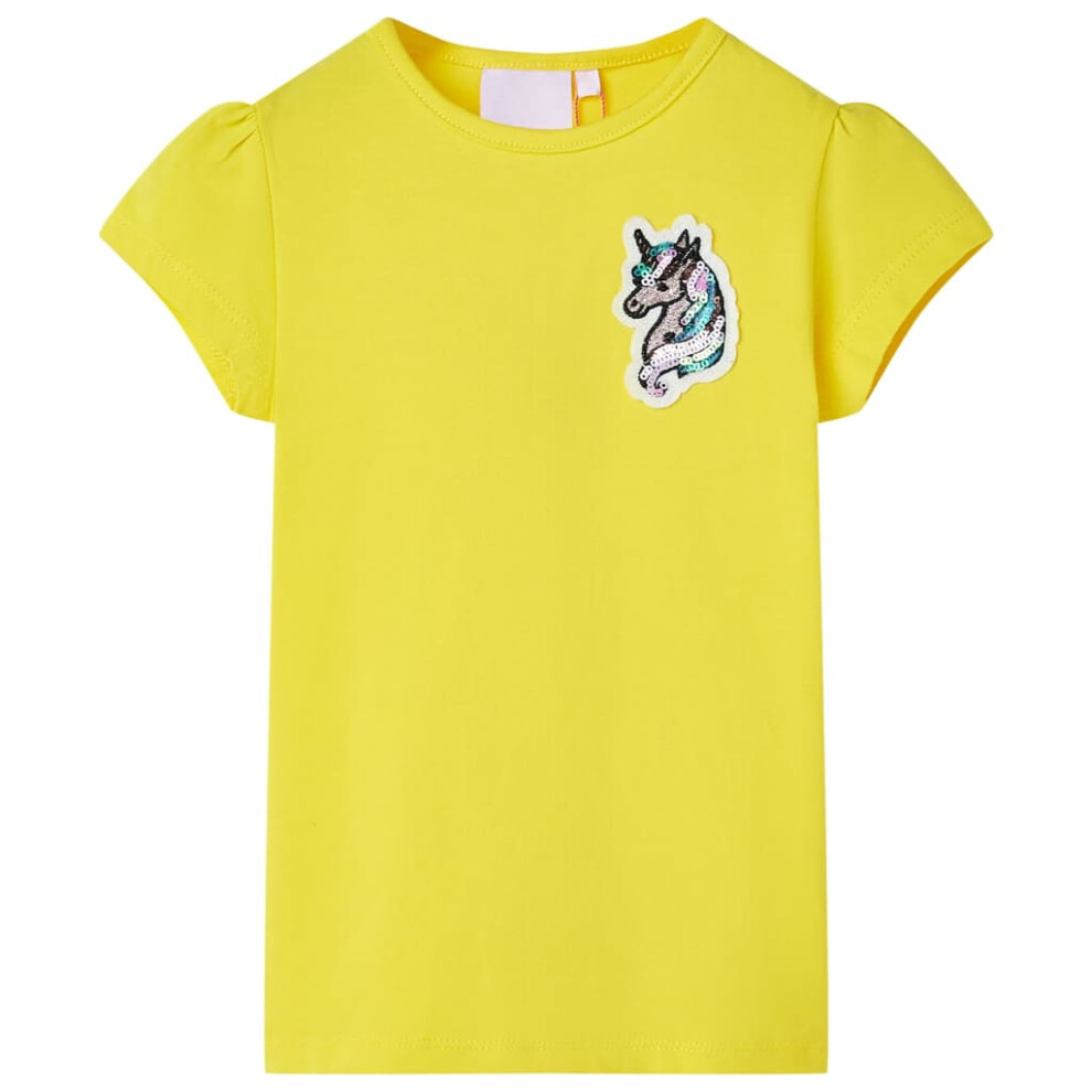 Vidaxl (, 140) Kids' T-Shirt Short Sleeves Tee Children T Shirt Toddler Top Bright 104 Yellow