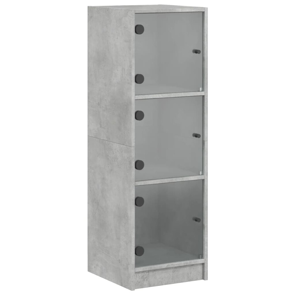 Vidaxl (Concrete ) Highboard With Glass Doors Tall Sideboard Cupboard Storage Cabinet Grey