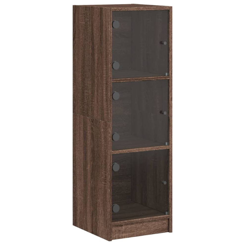 (brown oak) vidaXL Highboard with Glass Doors Tall Sideboard Cupboard Storage Cabinet