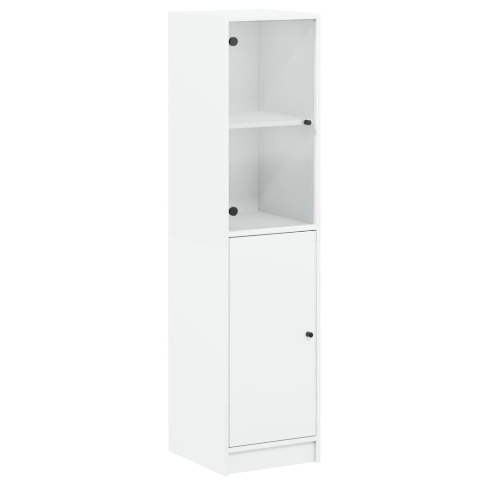 Vidaxl (White) Highboard With Glass Door Tall Sideboard Cupboard Home Storage Cabinet