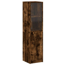 (smoked oak) vidaXL Highboard with Glass Door Tall Sideboard Cupboard Home Storage Cabinet