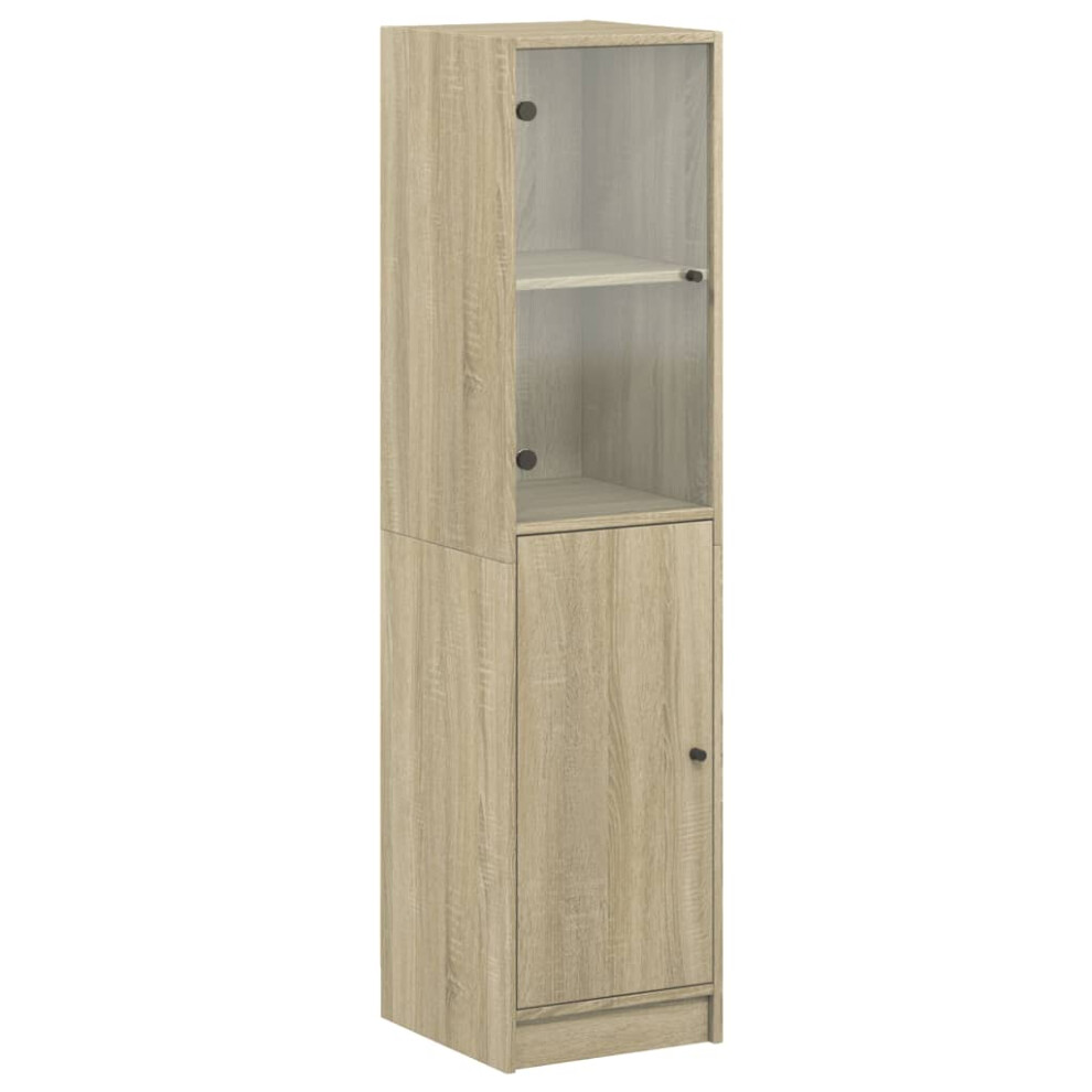 Vidaxl (Sonoma Oak) Highboard With Glass Door Tall Sideboard Cupboard Home Storage Cabinet