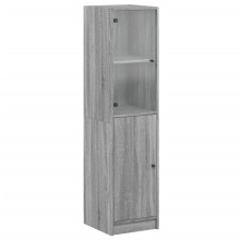 (grey sonoma) vidaXL Highboard with Glass Door Tall Sideboard Cupboard Home Storage Cabinet