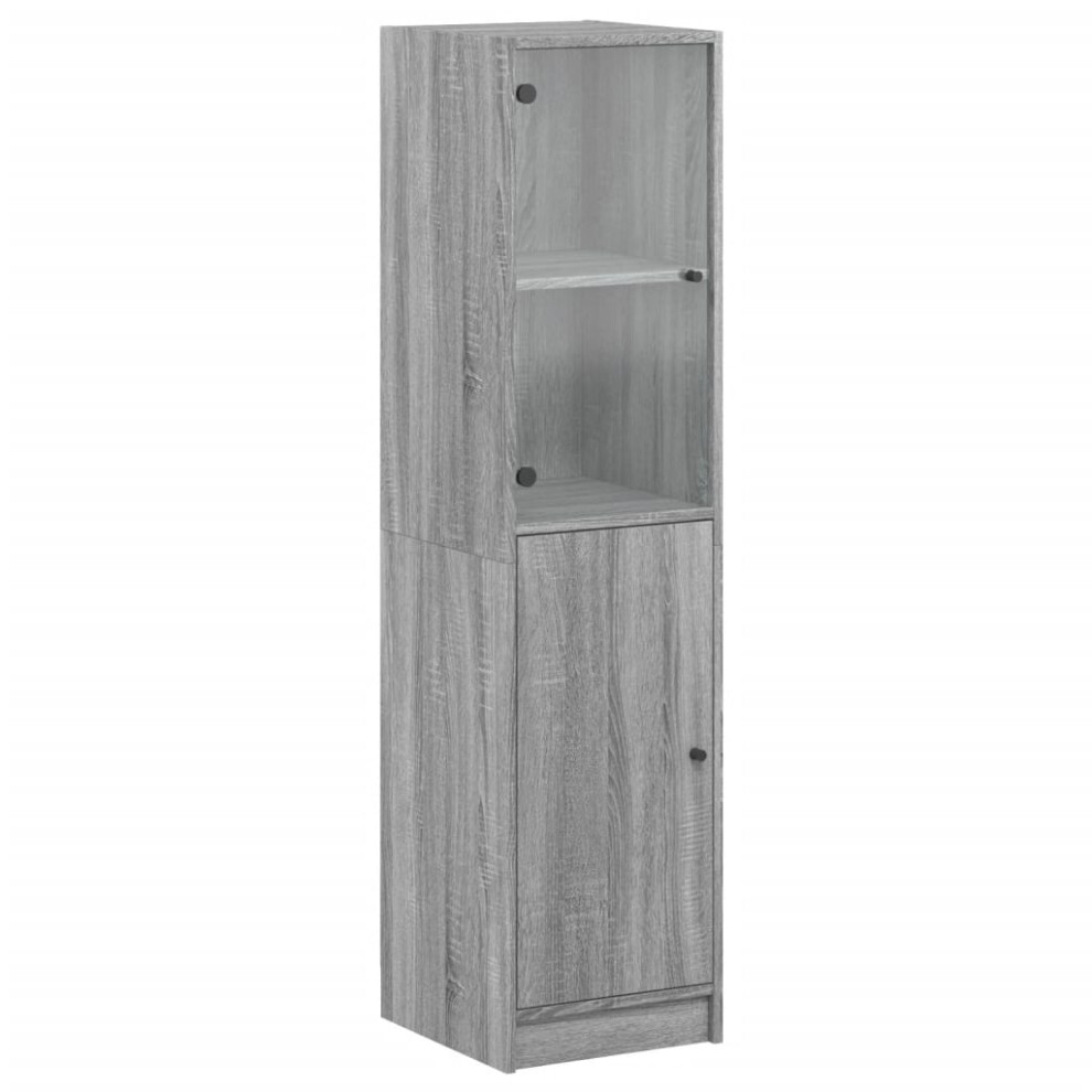 Vidaxl (Grey Sonoma) Highboard With Glass Door Tall Sideboard Cupboard Home Storage Cabinet