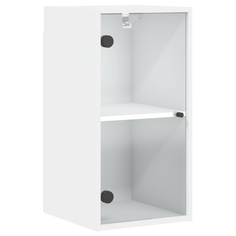 (white) vidaXL Wall Cabinet with Glass Doors Bathroom Wall Storage Cabinet Grey Sonoma