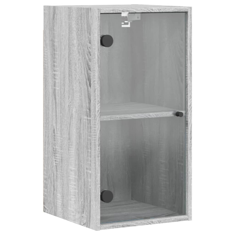 (grey sonoma) vidaXL Wall Cabinet with Glass Doors Bathroom Wall Storage Cabinet Grey Sonoma