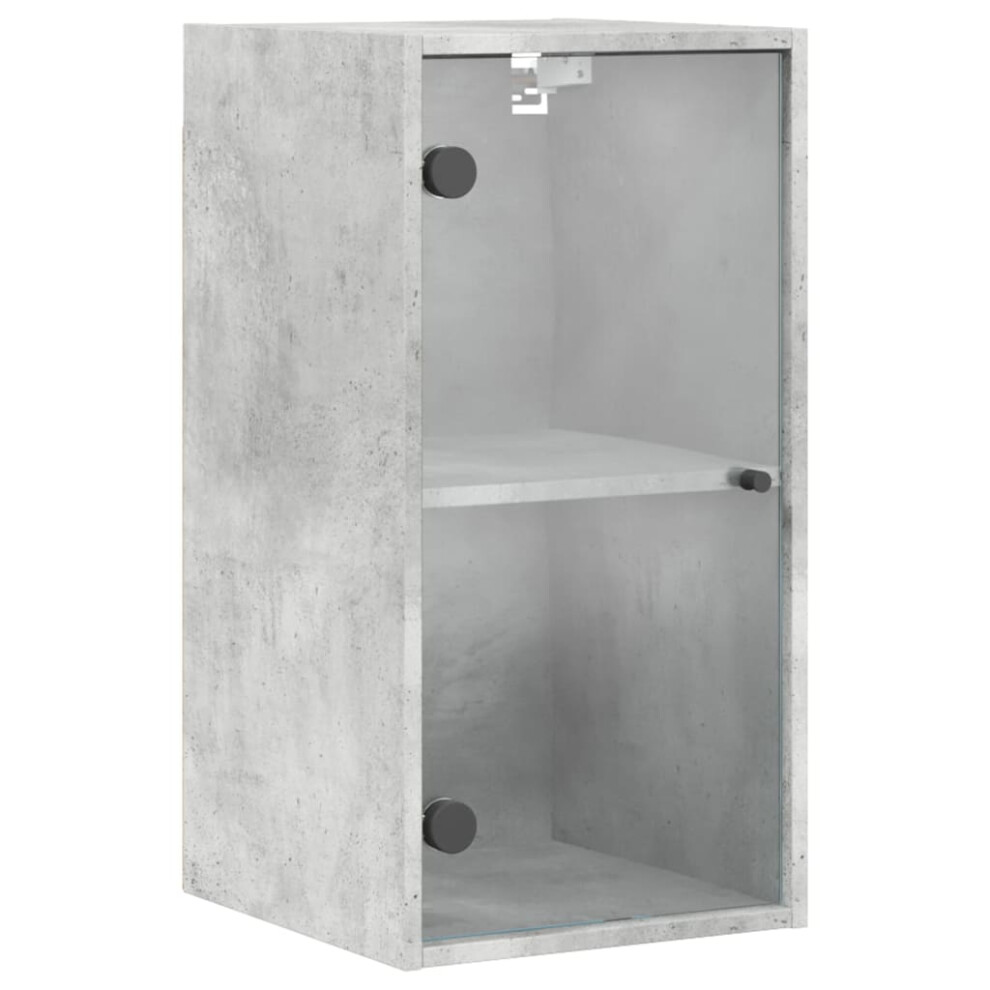 (concrete grey) vidaXL Wall Cabinet with Glass Doors Bathroom Wall Storage Cabinet Grey Sonoma