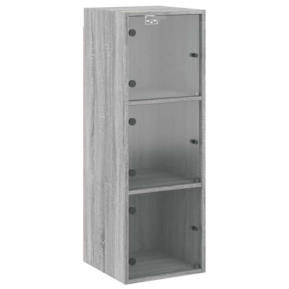 (grey sonoma) vidaXL Wall Cabinet with Glass Doors Bathroom Floating Storage Cabinet White