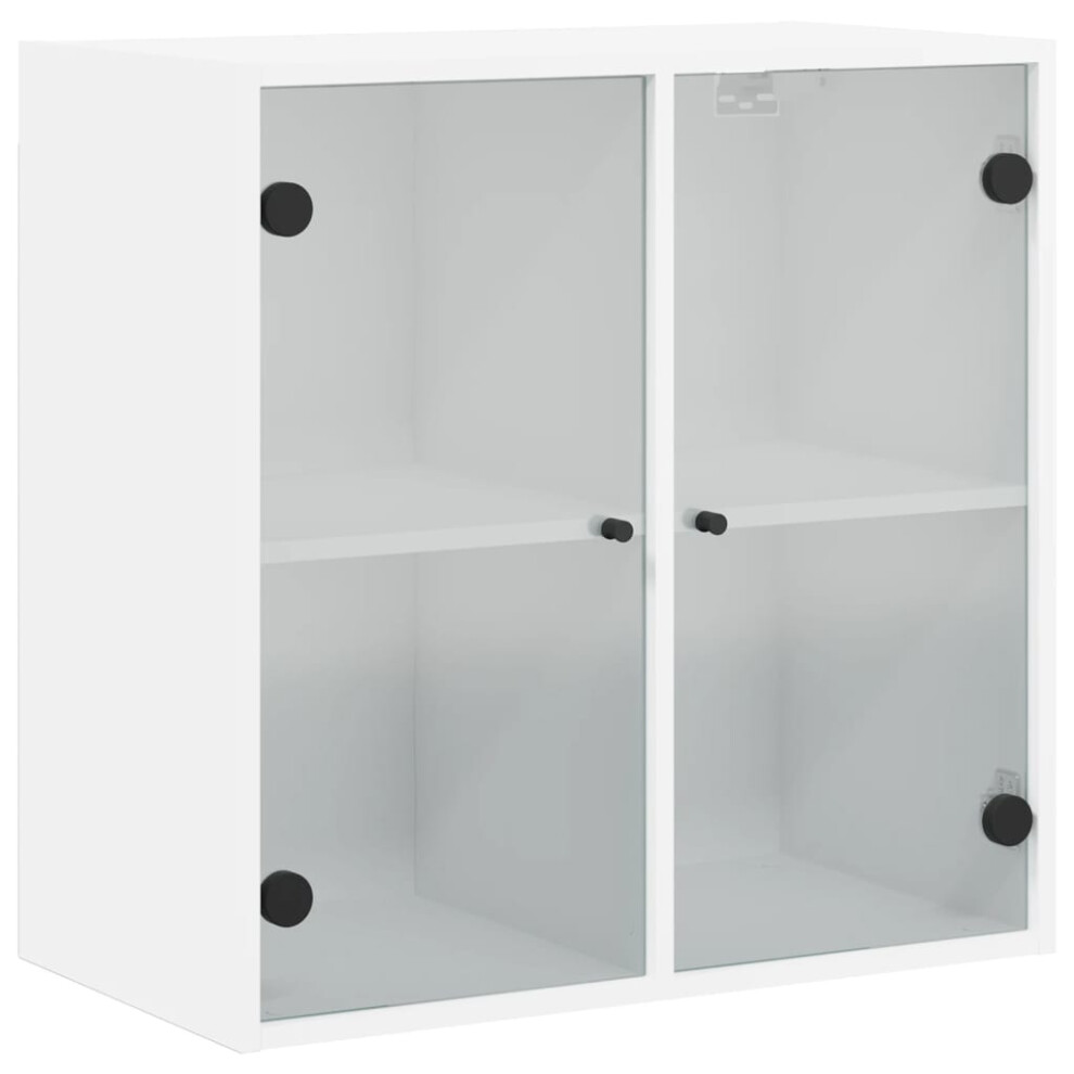 (white) vidaXL Wall Cabinet with Glass Doors Bathroom Cupboard Wall Storage Cabinet