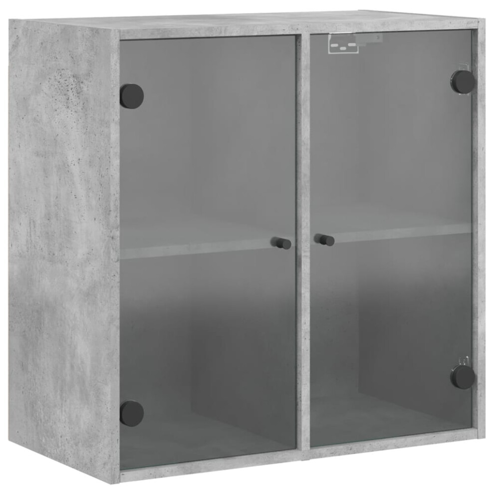 Vidaxl (Concrete ) Wall Cabinet With Glass Doors Bathroom Cupboard Wall Storage Cabinet Grey