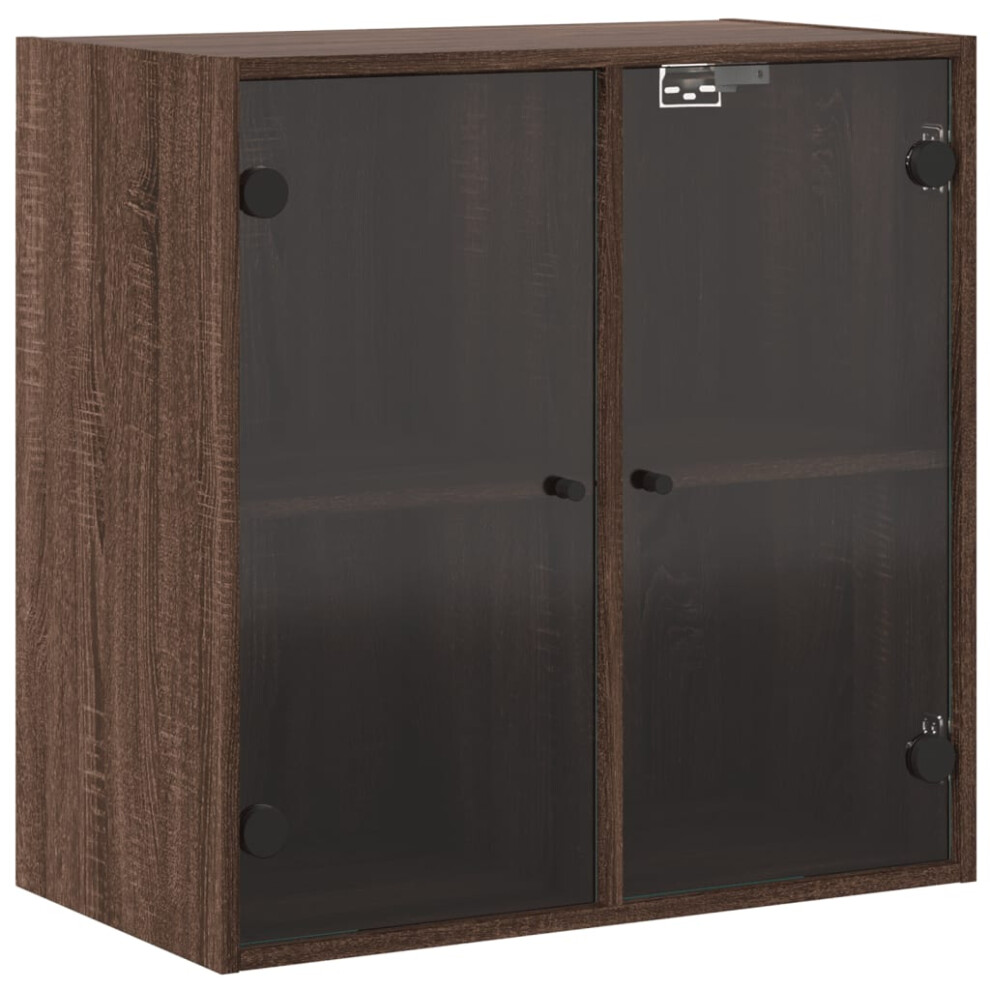 (brown oak) vidaXL Wall Cabinet with Glass Doors Bathroom Cupboard Wall Storage Cabinet