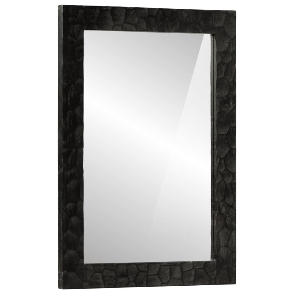 (black) vidaXL Bathroom Mirror Wall-mounted Vanity Mirror Solid Wood Mango and Glass