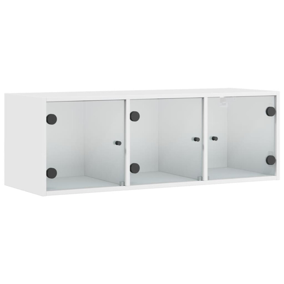 Vidaxl (White) Wall Cabinet With Glass Doors Bathroom Floating Storage Cabinet Black