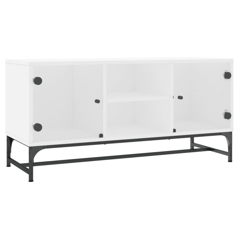 (white) vidaXL TV Cabinet with Glass Doors Home TV Stand Entertainment Centre TV Unit