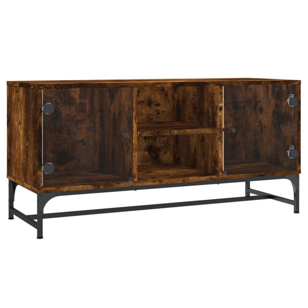 (smoked oak) vidaXL TV Cabinet with Glass Doors Home TV Stand Entertainment Centre TV Unit