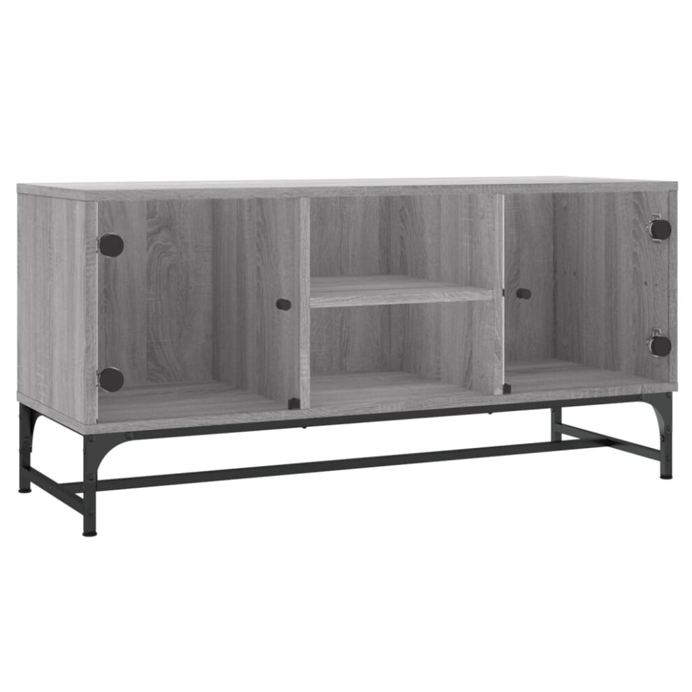 (grey sonoma) vidaXL TV Cabinet with Glass Doors Home TV Stand Entertainment Centre TV Unit