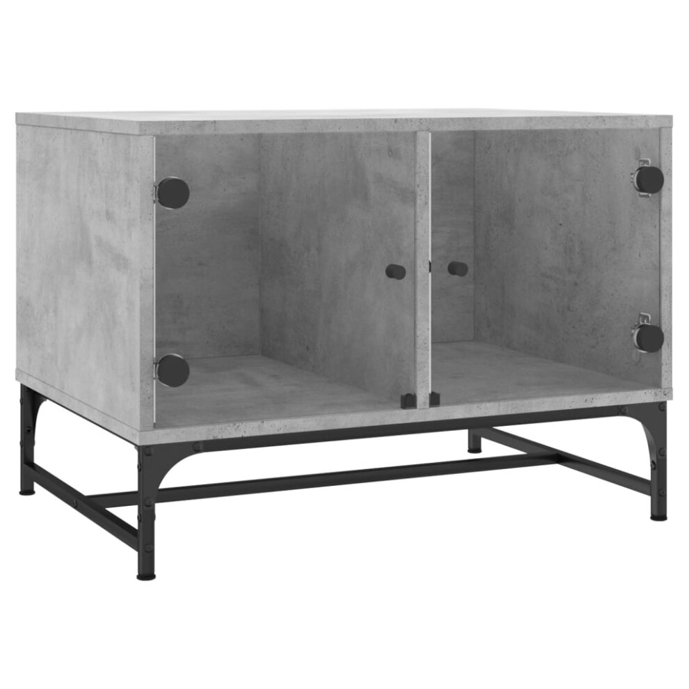 Vidaxl (Concrete Grey) Coffee Table With Glass Doors Tea Side End Table Sofa Table Grey Sonoma