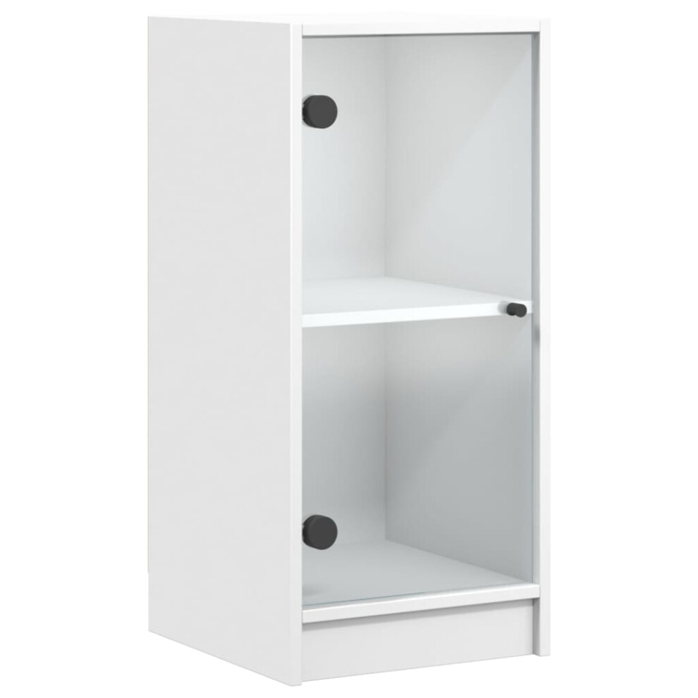 (white) vidaXL Side Cabinet with Glass Doors Hall Storage Cabinet Cupboard Sonoma Oak