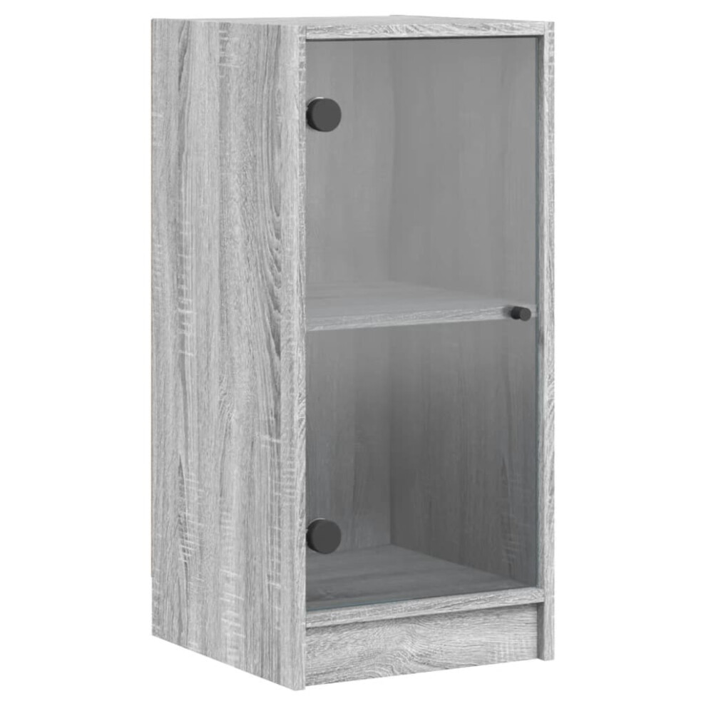 Vidaxl (Grey Sonoma) Side Cabinet With Glass Doors Hall Storage Cabinet Cupboard Sonoma Oak