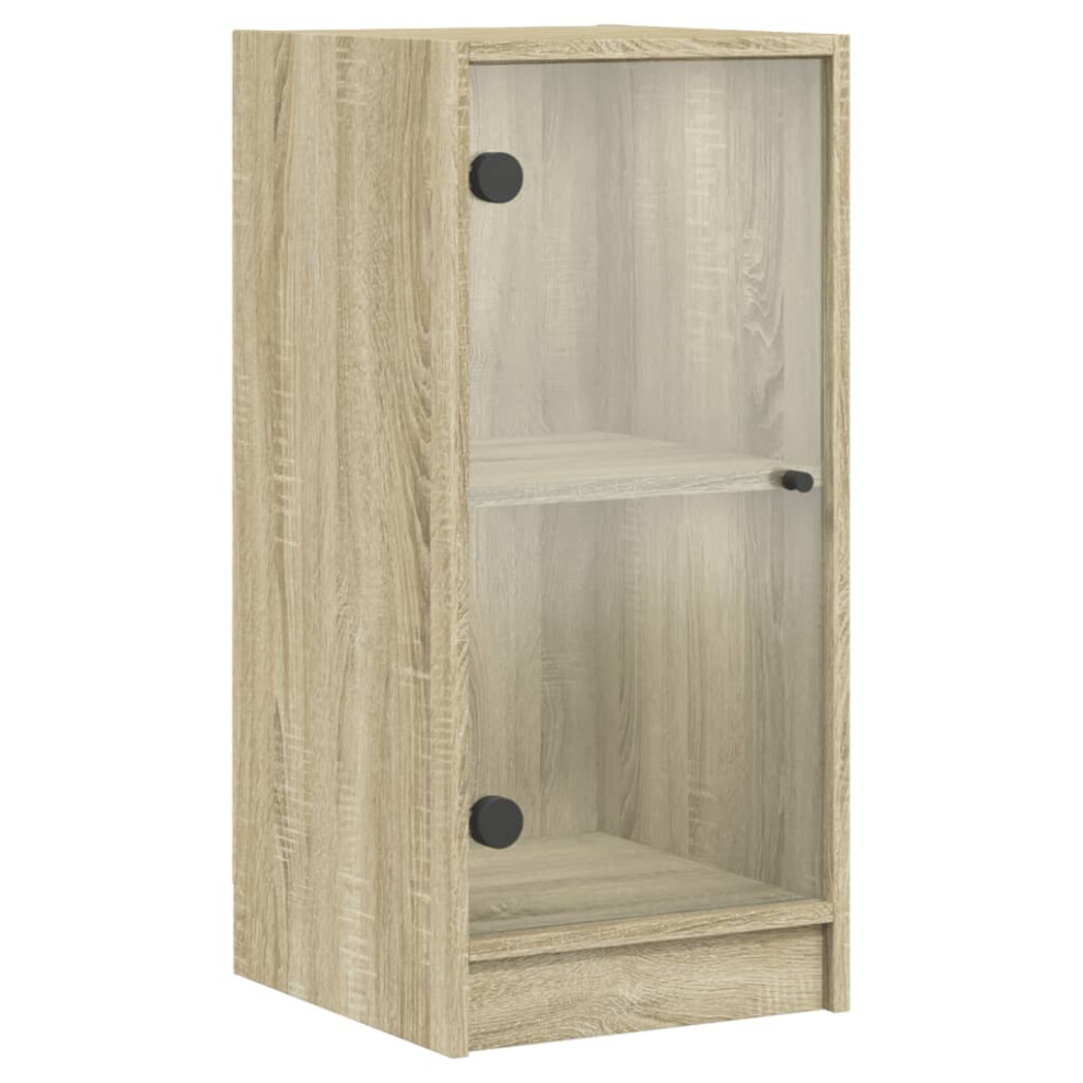 Vidaxl (Sonoma Oak) Side Cabinet With Glass Doors Hall Storage Cabinet Cupboard Sonoma Oak