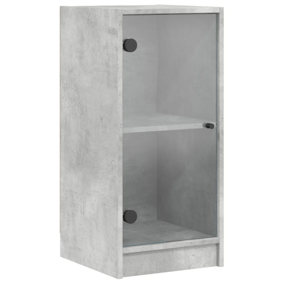 Vidaxl (Concrete Grey) Side Cabinet With Glass Doors Hall Storage Cabinet Cupboard Sonoma Oak