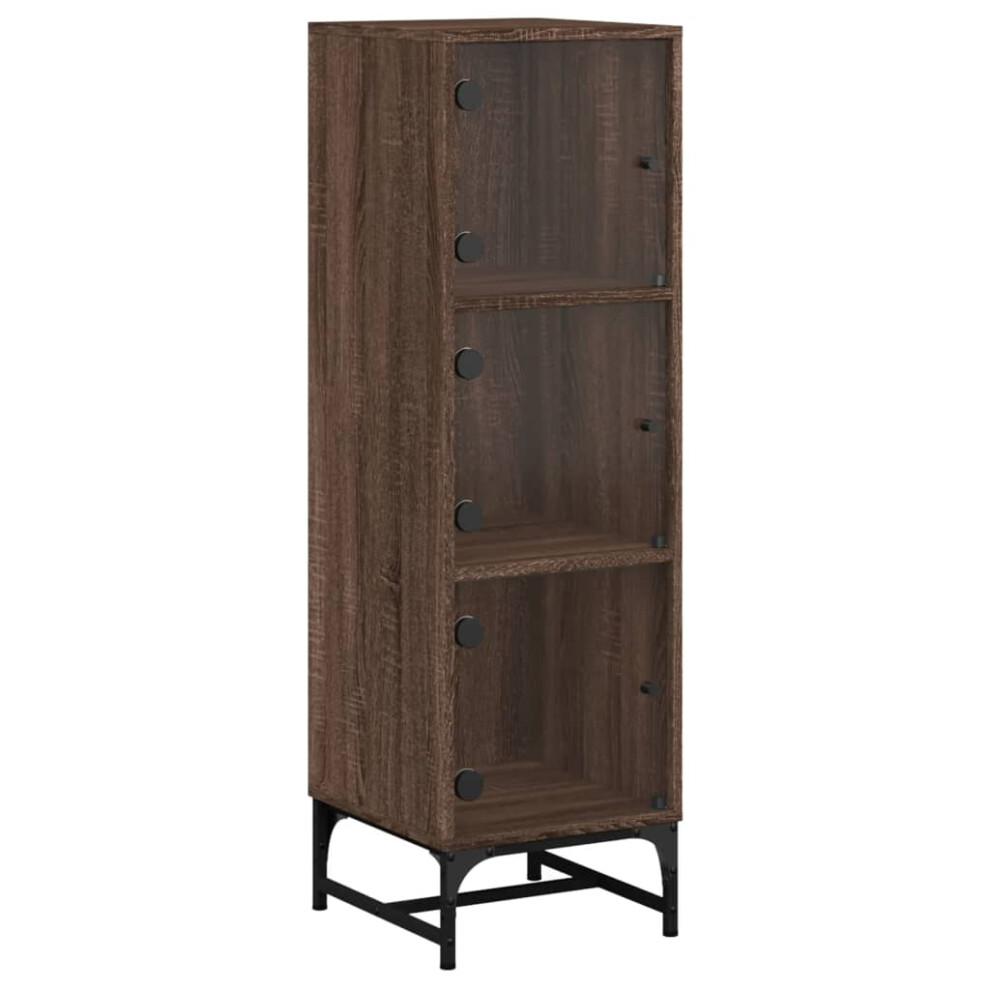 (brown oak) vidaXL Highboard with Glass Doors Sideboard Storage Cupboard Buffet Cabinet